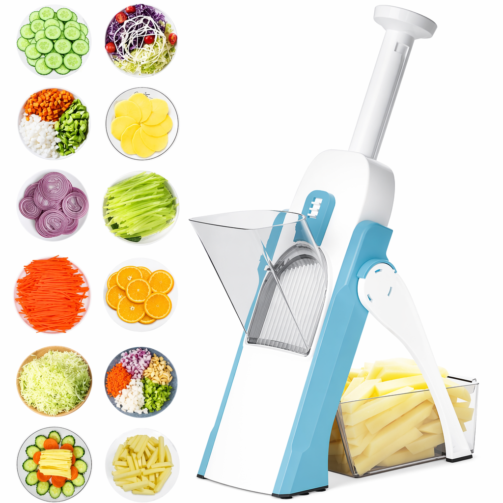 Manual Vegetable and Potato Cutter with Multiple Functions Blue