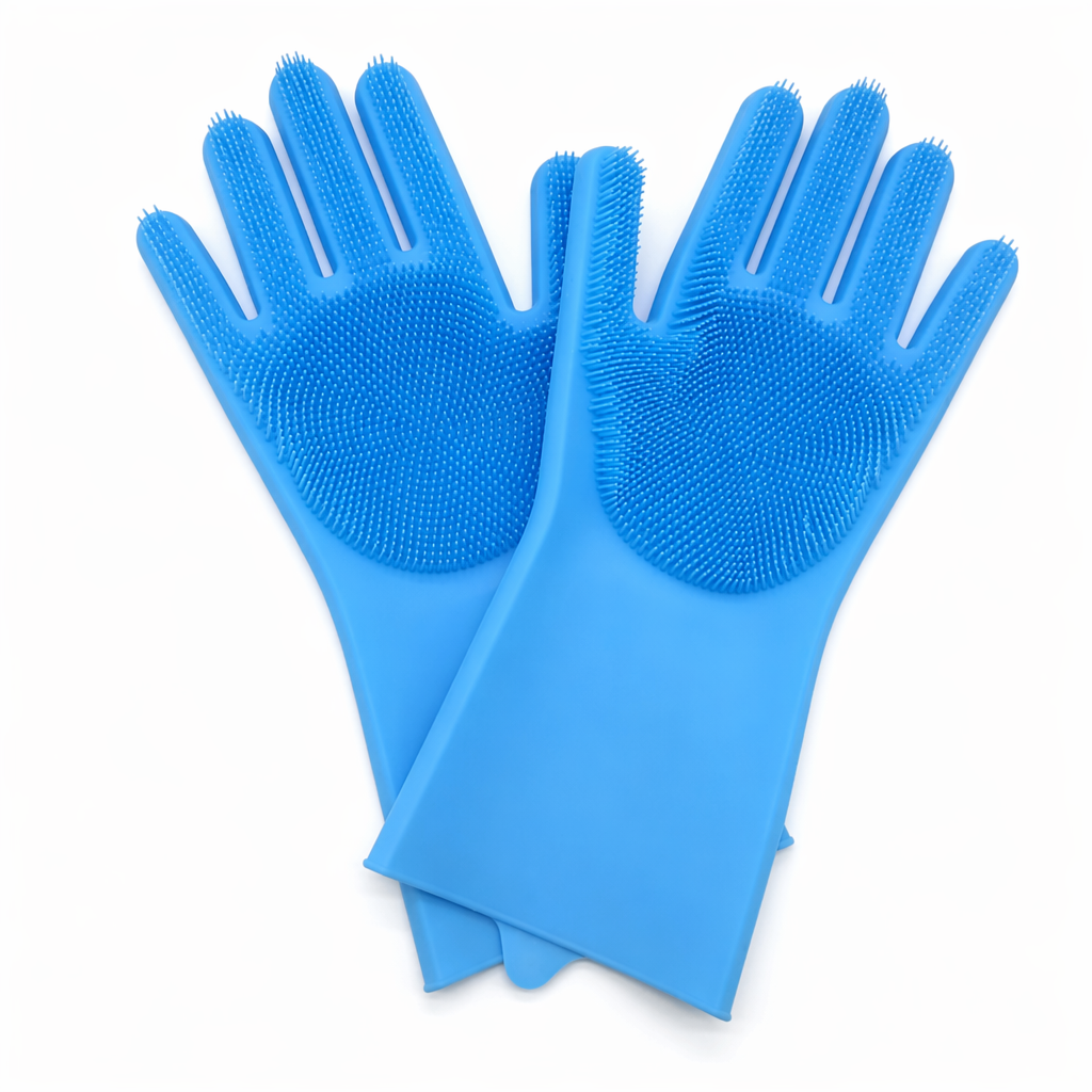 Silicone Multi-Purpose Cleaning Gloves for Scrubbing Blue