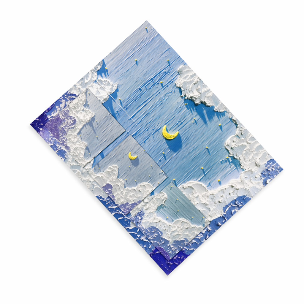 Sky Oil Painting Sticky Notes Set Blue