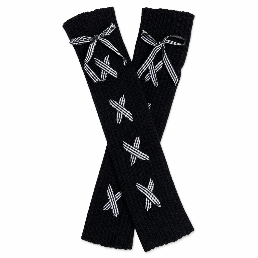 Feminine Leg Cozies Black Ribbon