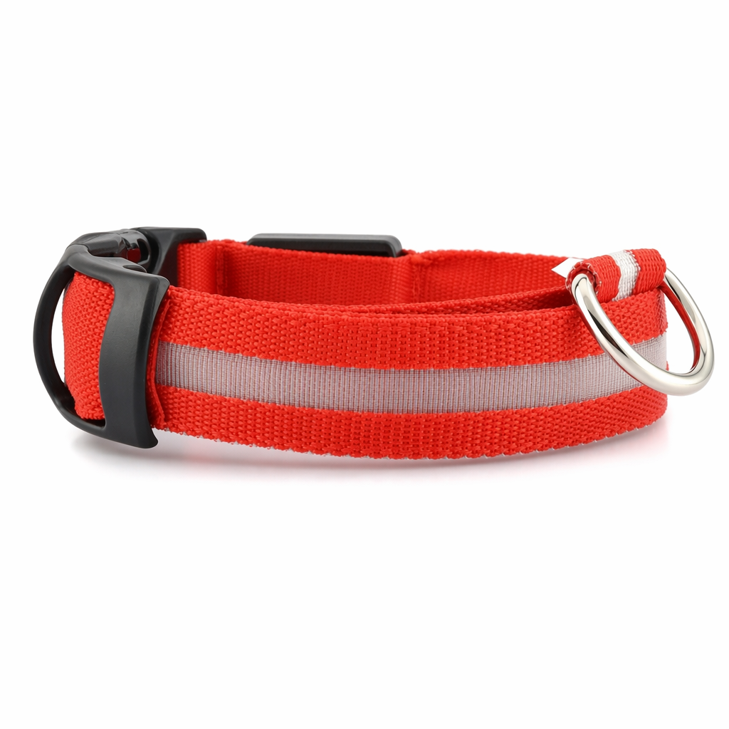 Nylon LED Dog Collar Set of 2 Red