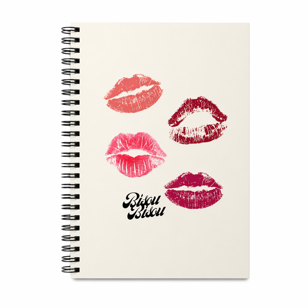 Spiral Notebook with Bisou Bisou Kisses Design Default