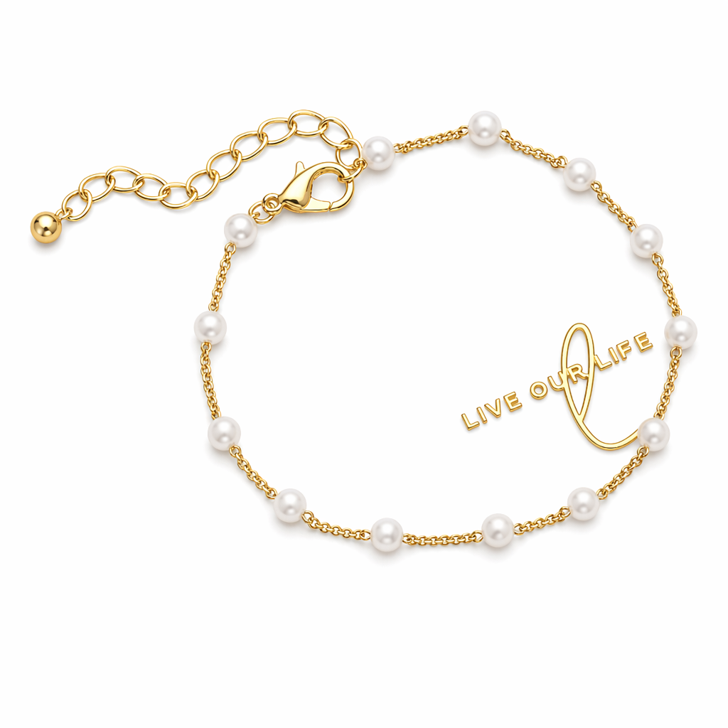 Adjustable Ladies Bracelet with Imitation Pearl Accents Default