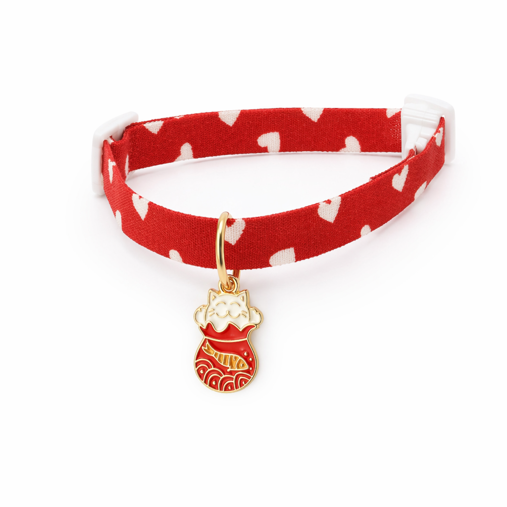 Red Cat Collar with Cute Charm E