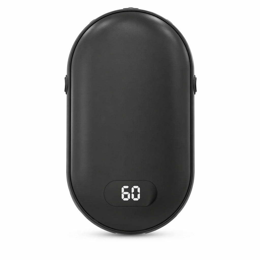 Double Sided Hand Warmer with Rechargeable Battery and Two Speeds Black