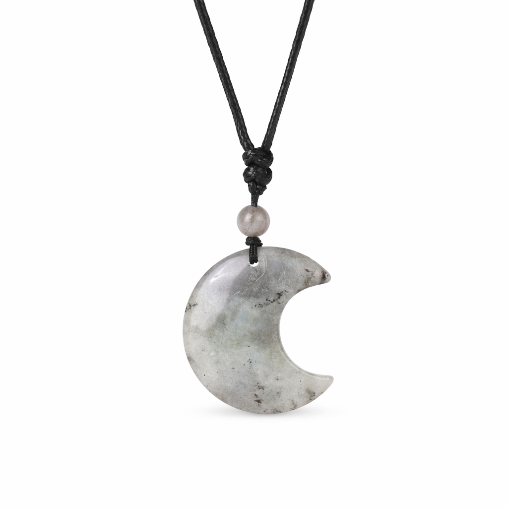 Crescent Moon Crystal Necklace with Natural Stone Default