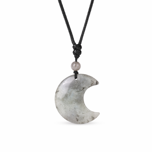 Crescent Moon Crystal Necklace with Natural Stone Default