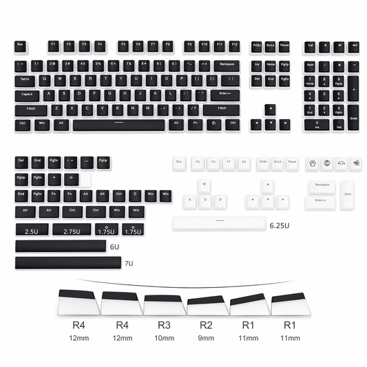 165-key set of Pudding-style keycaps for keyboards Black