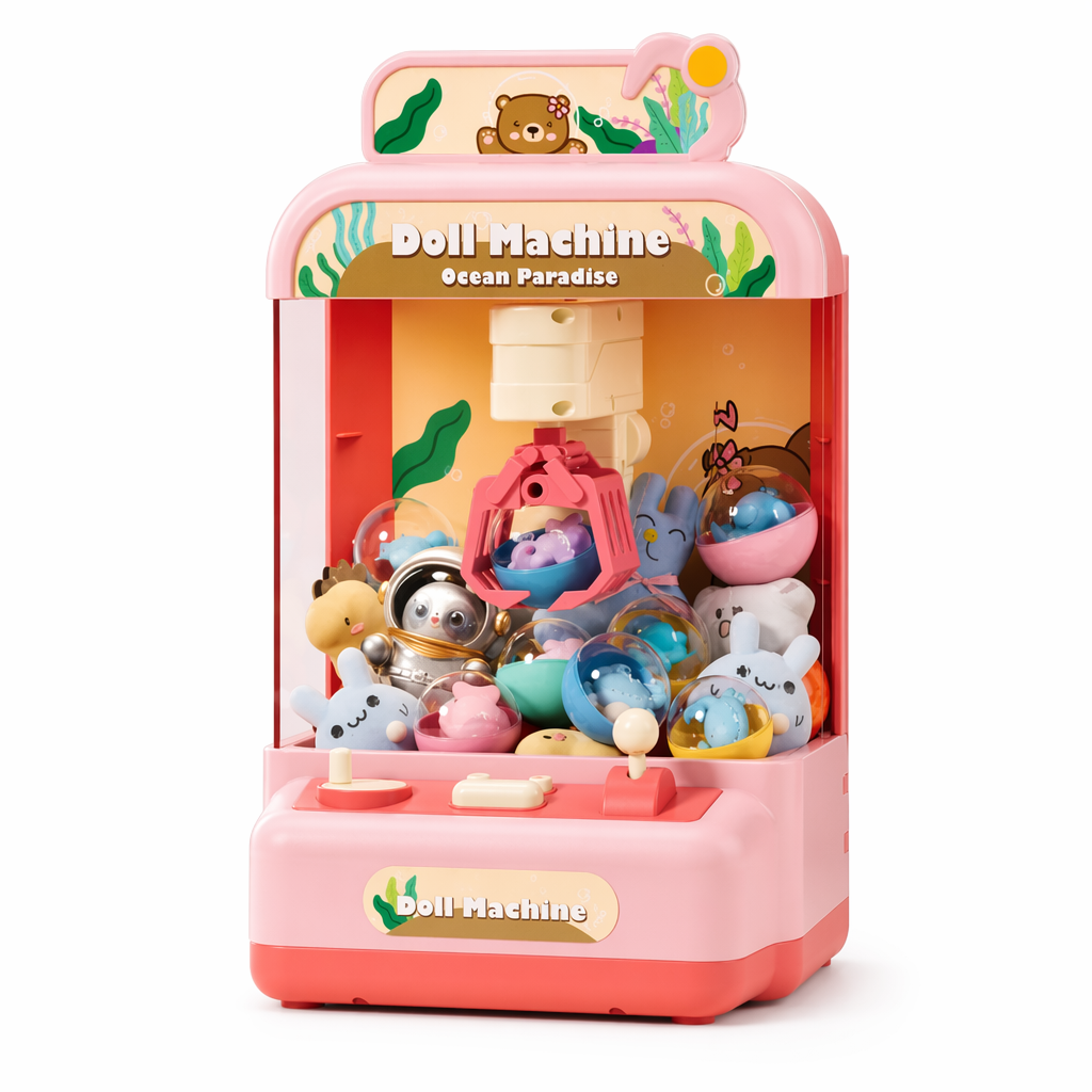 Compact Treasure Claw Game Machine Pink