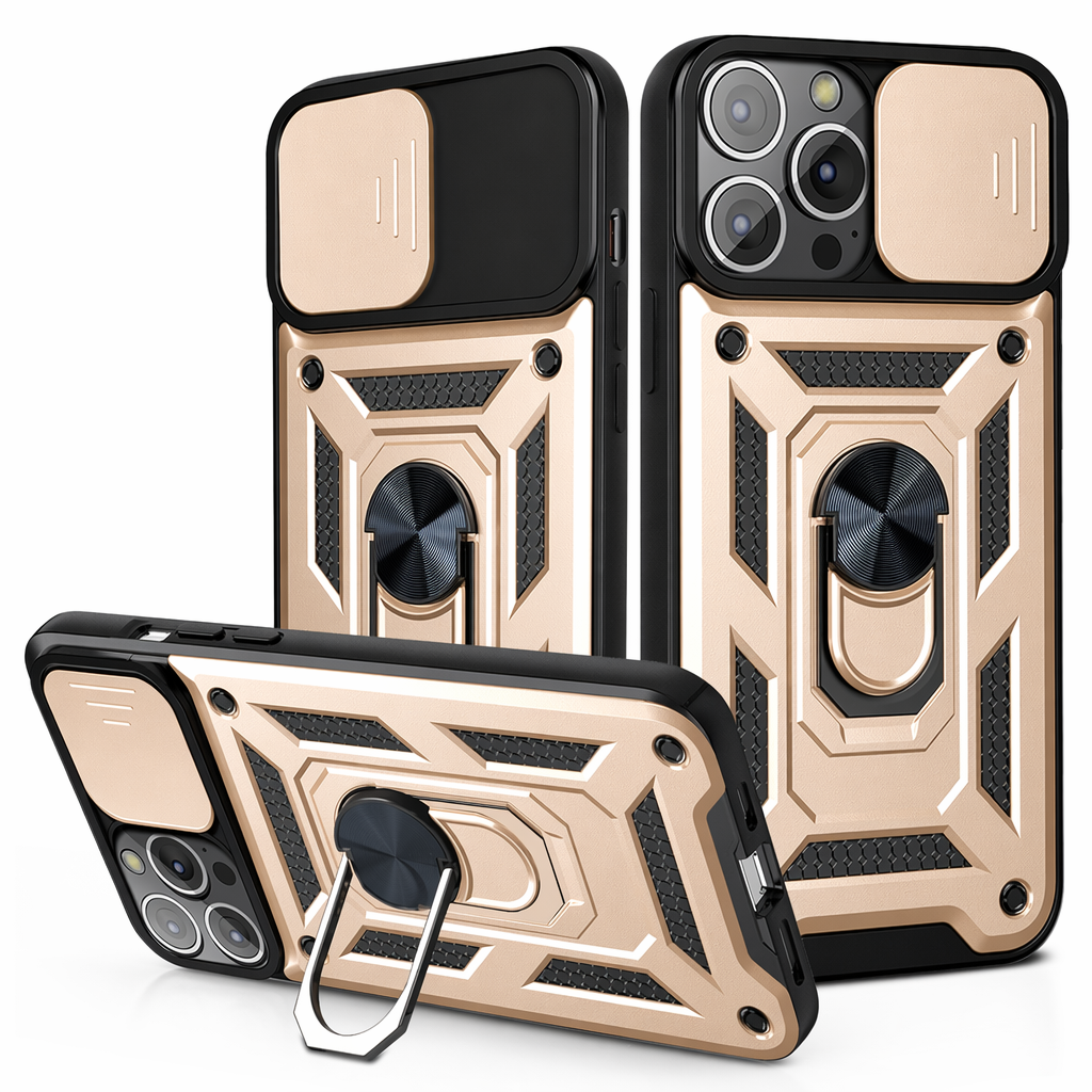 14 Series Camera Lens Cover Kickstand Armor Case for iPhone X: Ensuring 360 Protection Gold