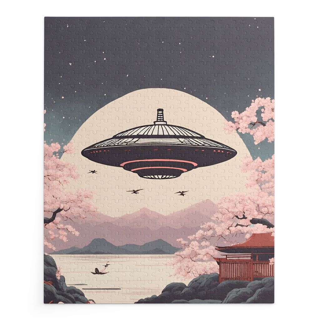 500-Piece Puzzle featuring Retro Japanese UFO Art Default