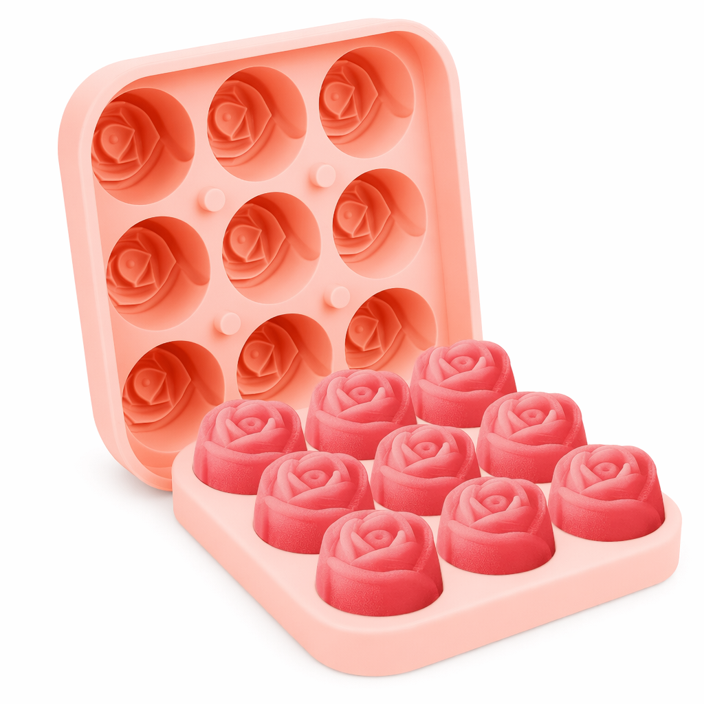 Rose-Shaped Ice Mold with 9 Grids Default