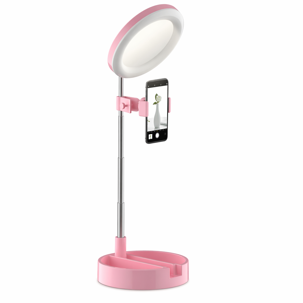 Portable Stand for Mobile Ring Light Pink
