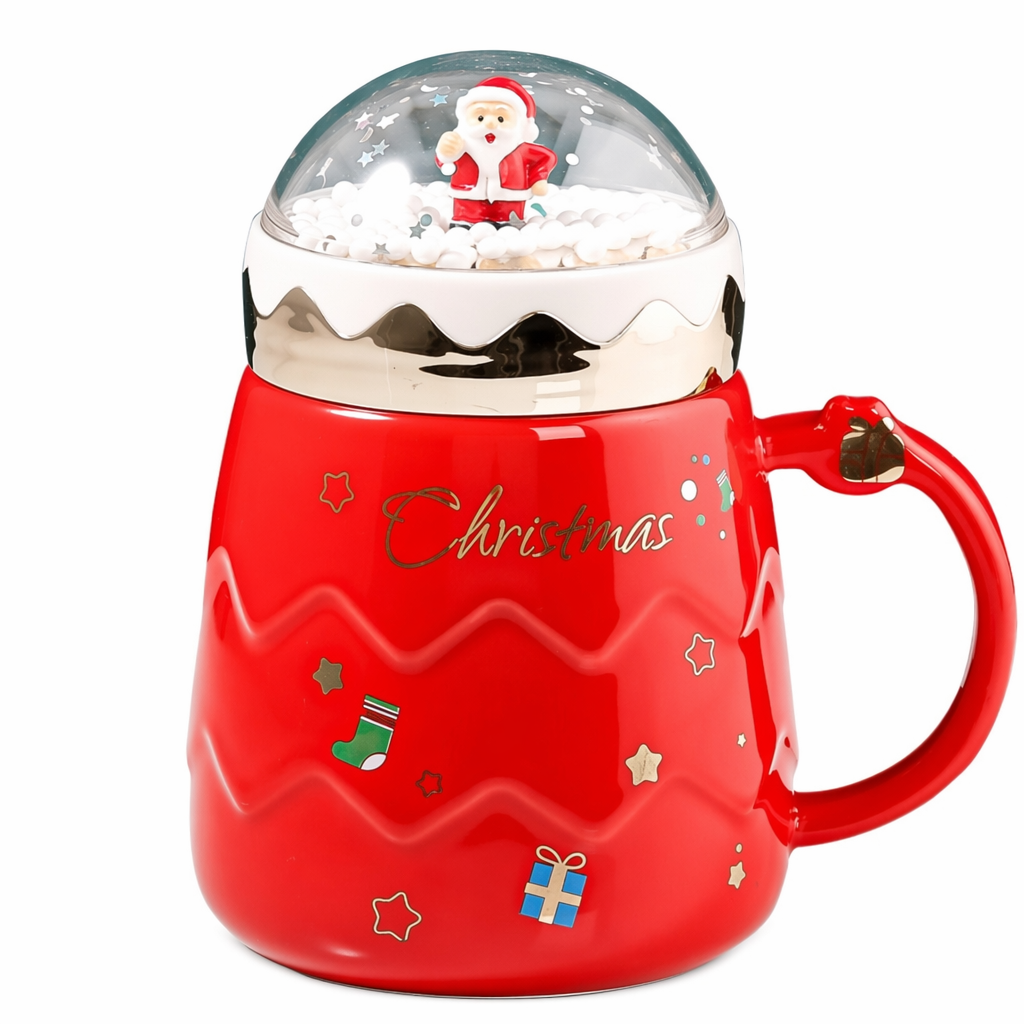 Festive Mug with Cover for Hot Drinks Red
