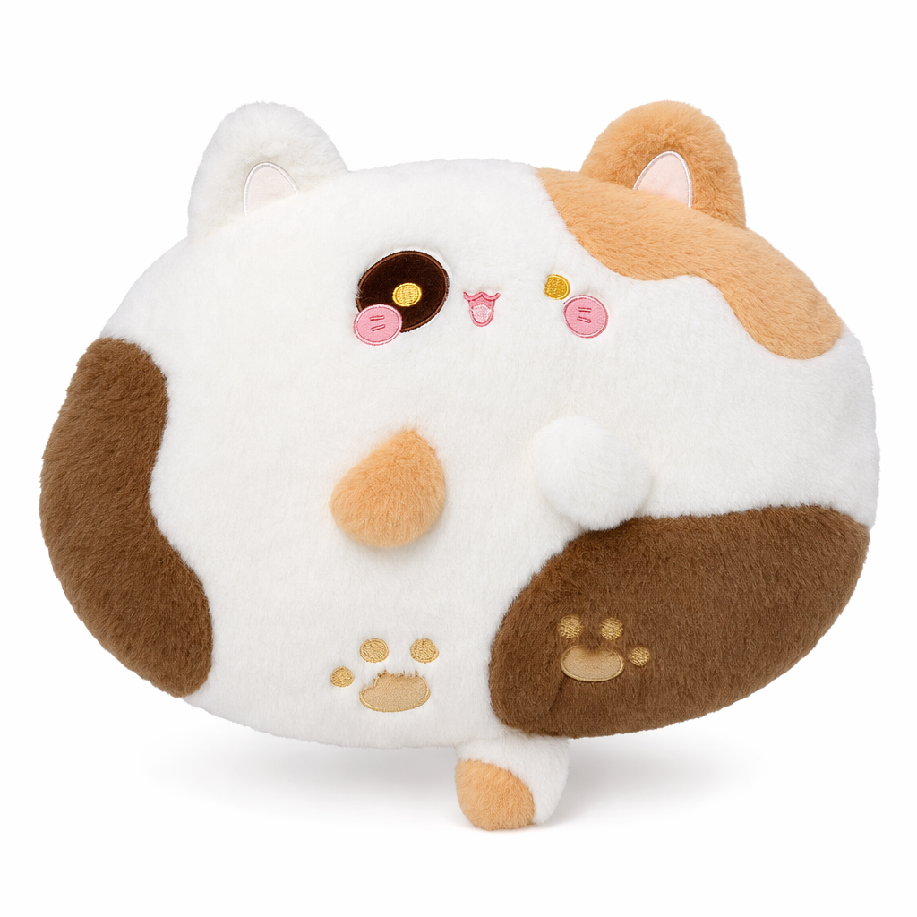 Cute Cat Plush Cushion - Comfortable & Adorable Brown