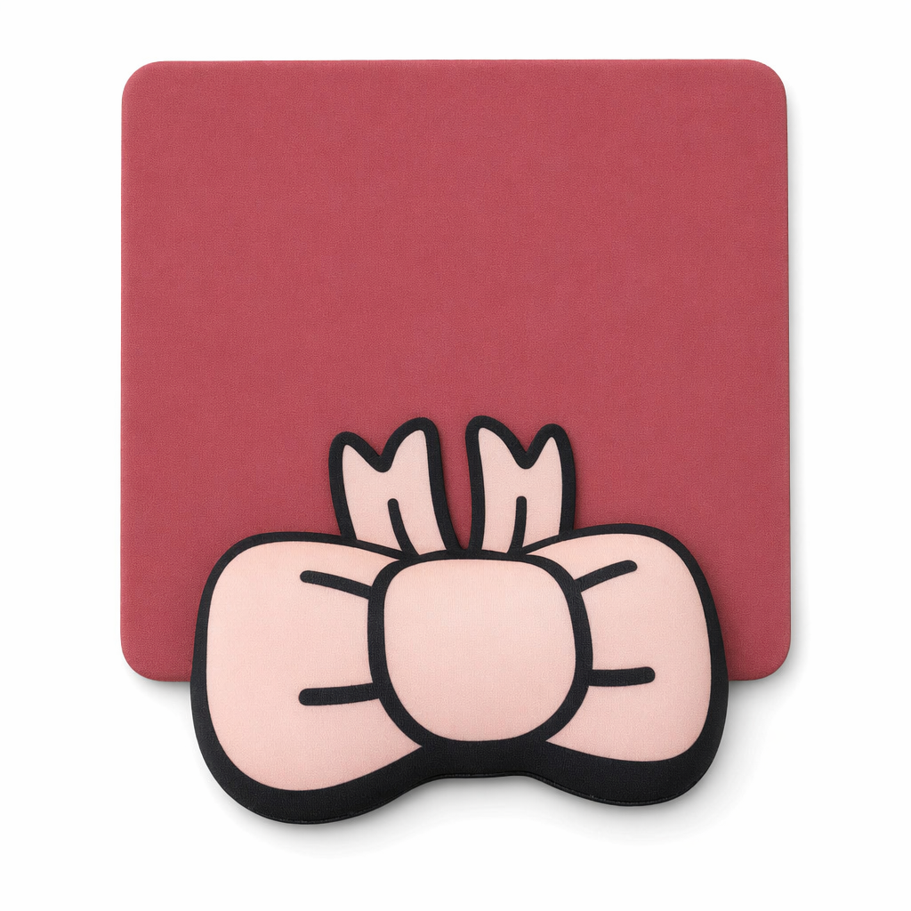 Kawaii Bow Tie Mouse Pad with Wrist Rest Red