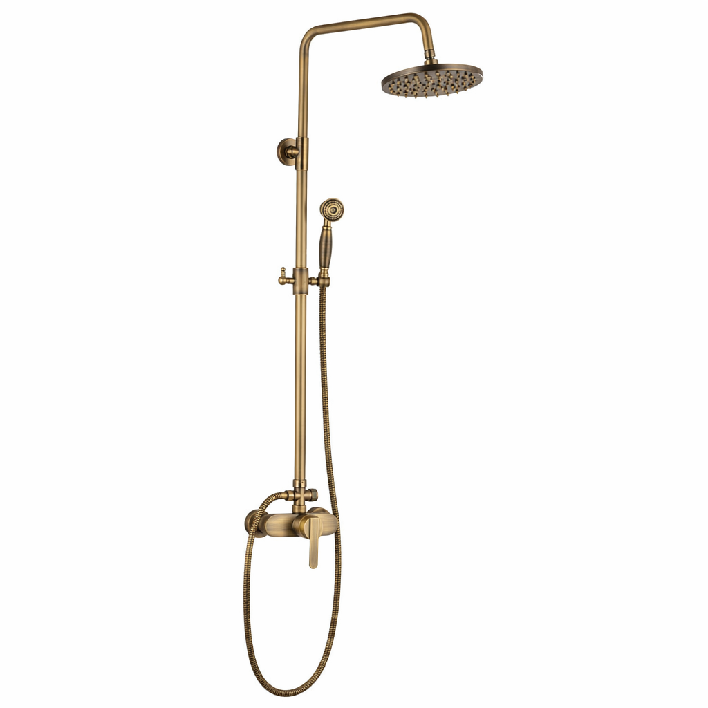 Antique Brass 8" Rainfall Shower Faucet Set with Single Handle Default
