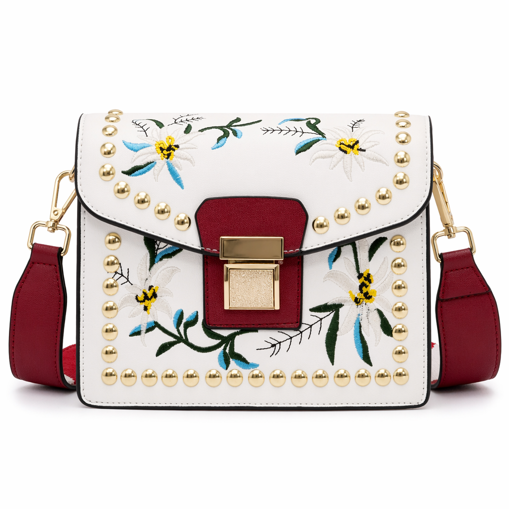 Compact Stitched Faux Leather Shoulder Purse Default