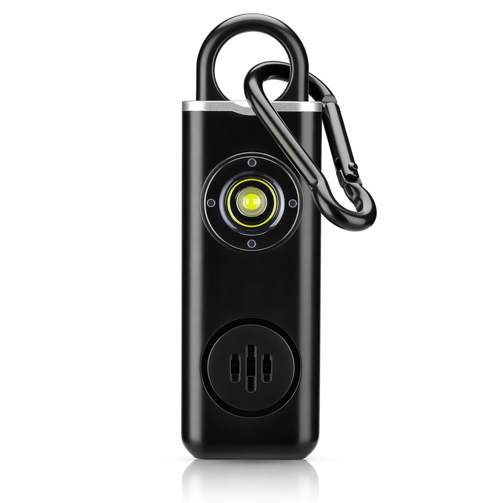 Siren Safety Alarm with Integrated LED Light for Personal Use Black