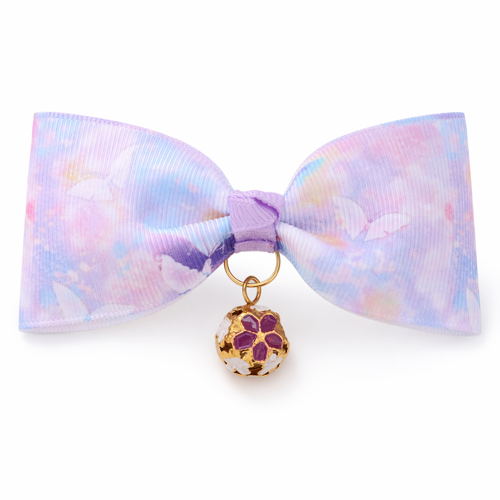 Japanese Style Floral Cat Bow Ties Purple
