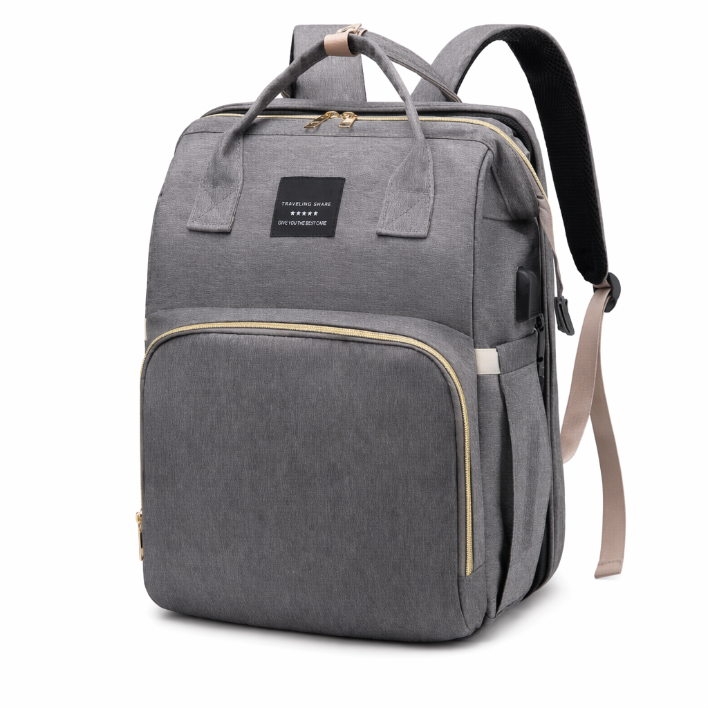 Versatile Diaper Tote with Enhanced Play Mode Gray