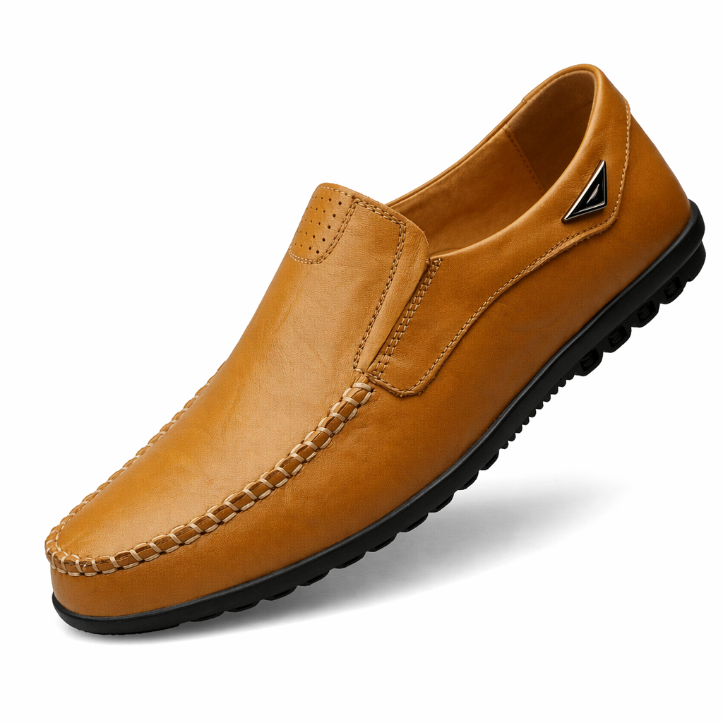 Soft Vegan Leather Men's Casual Loafers Light Brown