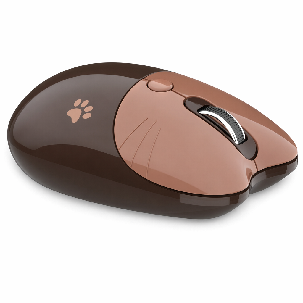 Cute Cat Wireless Mouse - Pastel Colors Brown