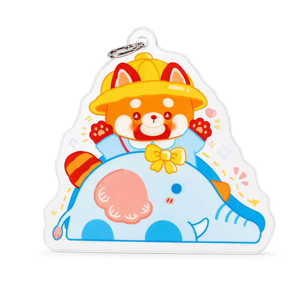 Cute Red Panda Keychain with Kawaii Designs C