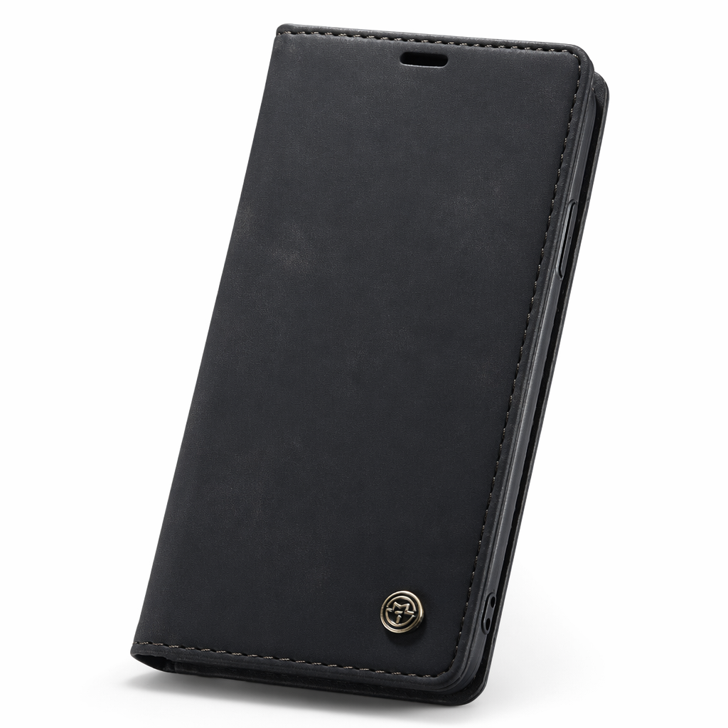 Luxurious Flip Wallet Case with Magnetic Closure for iPhone Black