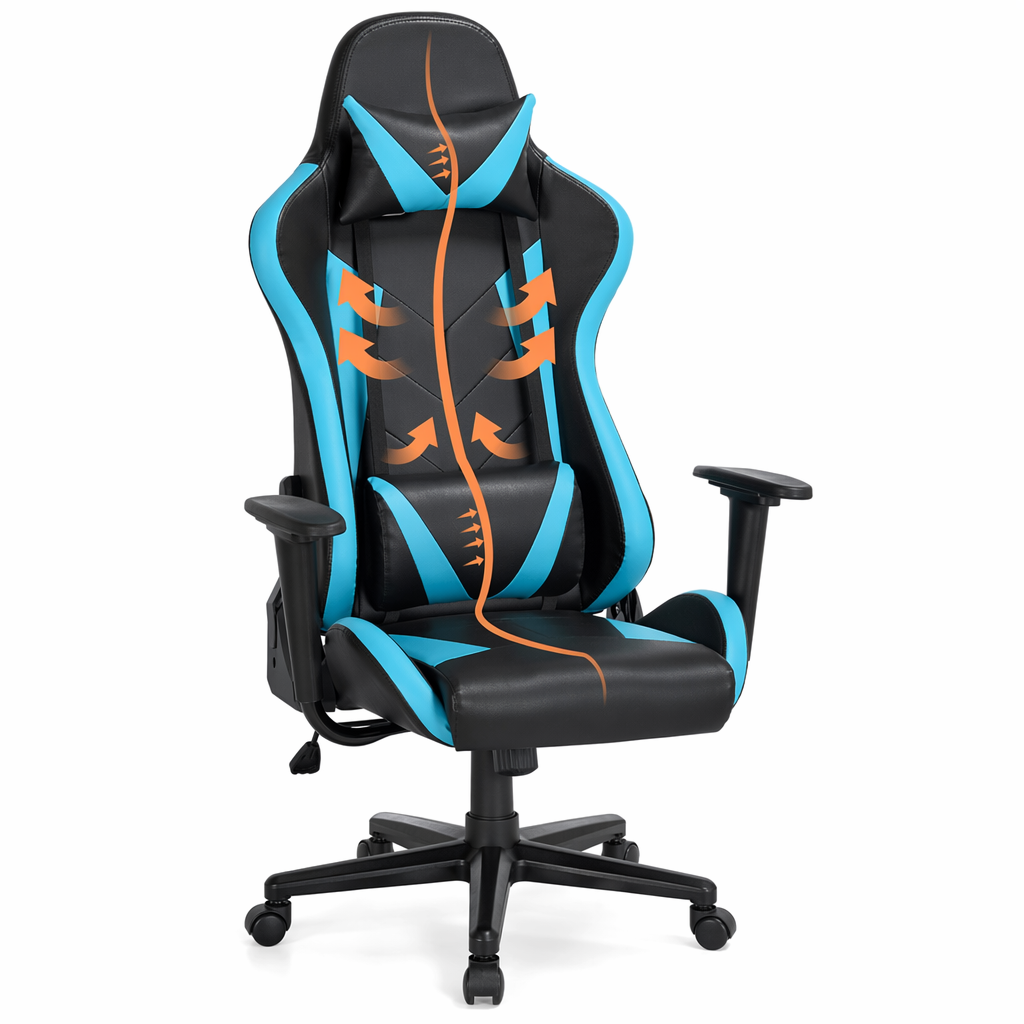 Dragon Ninja Gaming Recliner Chair for Computers Blue