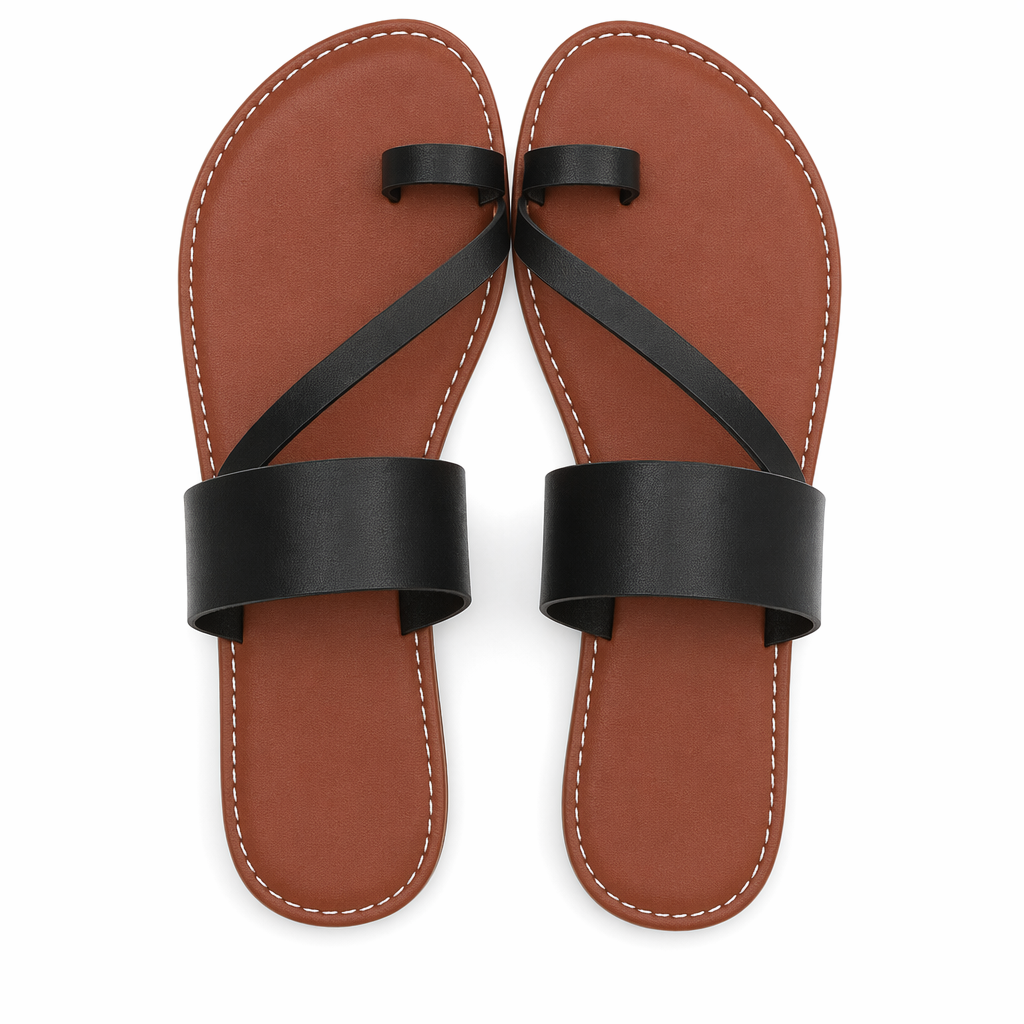 Summer Slippers for Women - Vegan Leather Footwear Black
