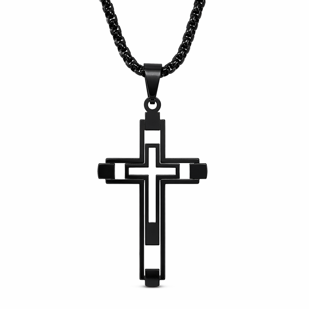 Cross Hollow Necklace Black