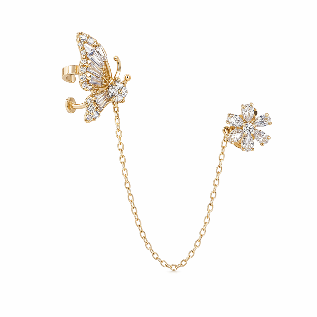 Faux Cuff Clip Drop Earring for a Striking Look Butterfly Right