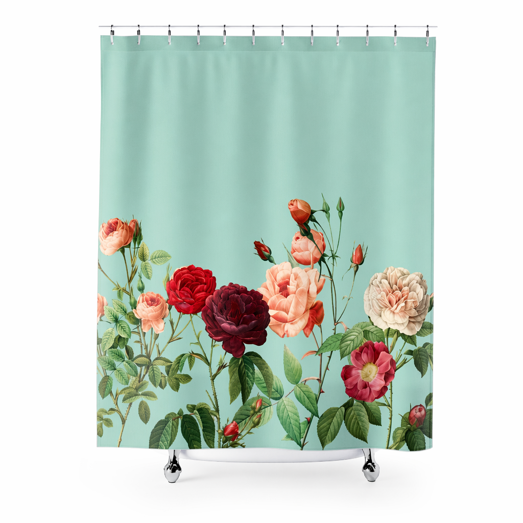 Teal Rose Garden Shower Curtains - Enhance your Home Decor Default