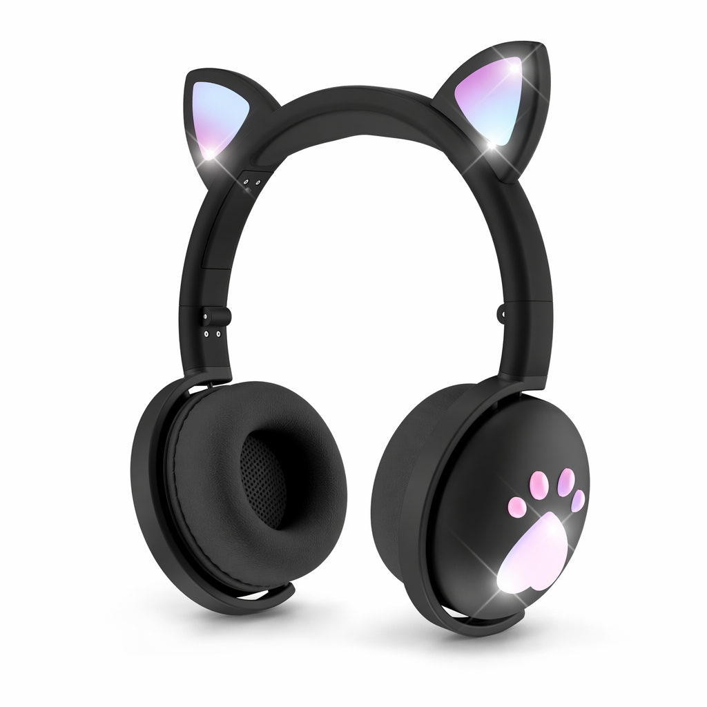 LED Cat Ear Headphones with Immersive Sound black