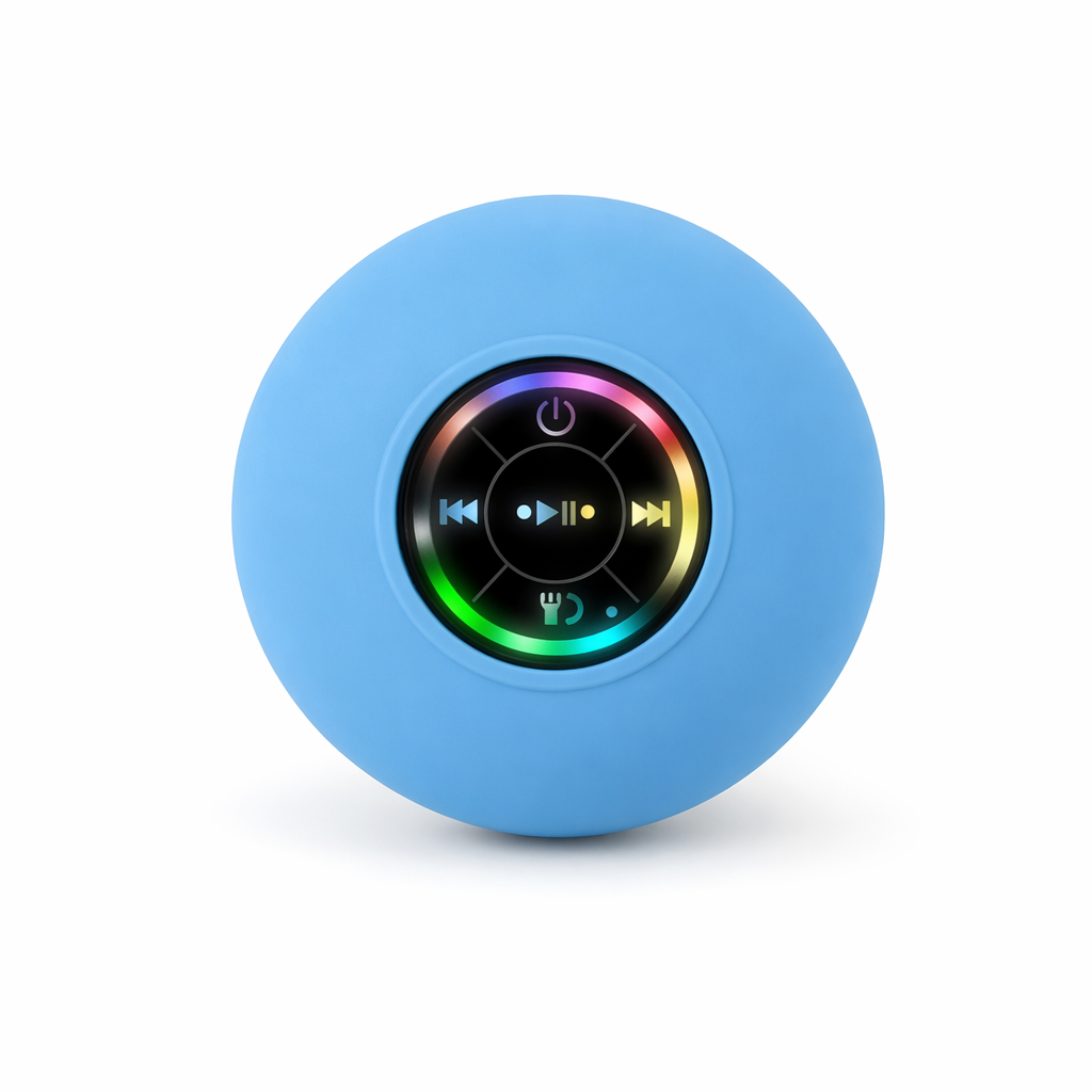 Compact Waterproof Bluetooth Speaker with RGB Lighting Blue