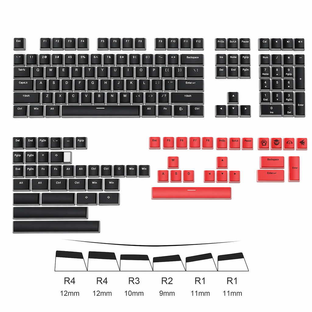 165-key set of Pudding-style keycaps for keyboards Black Orange