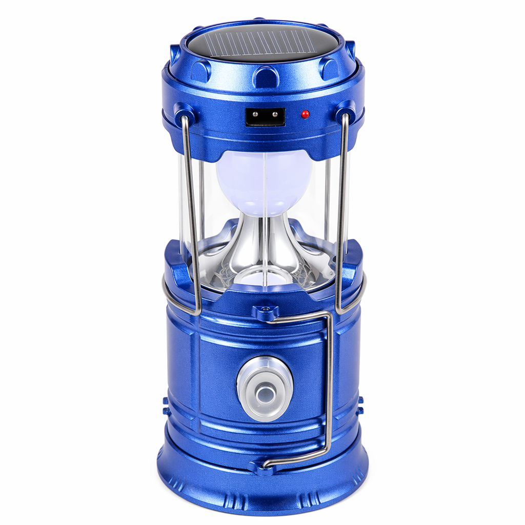 Vintage-Themed LED Camping Lamp with USB Connectivity Blue
