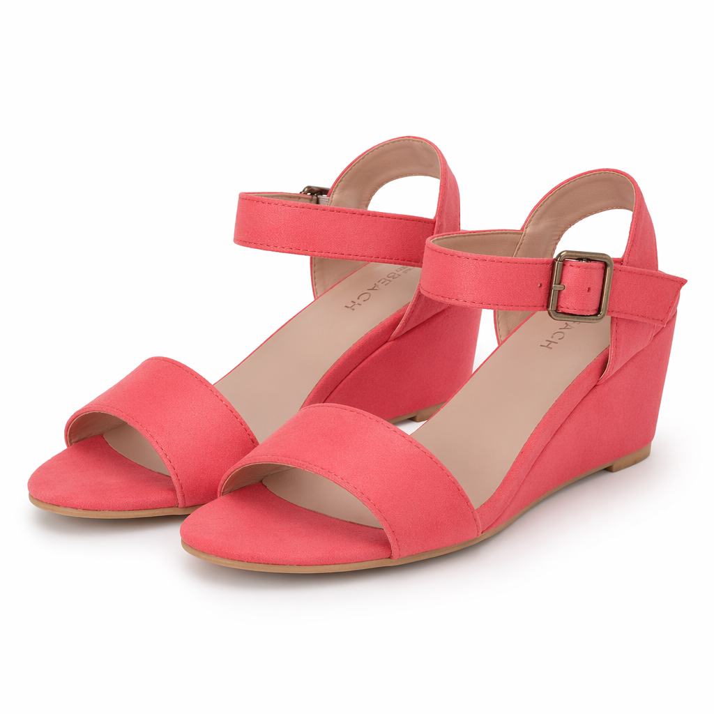 Ladies' Ethical Synthetic Wedge Sandals Red