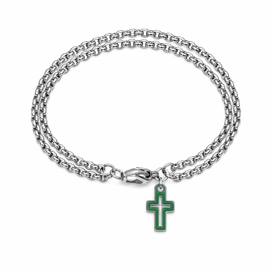 Layered Cross Bracelet with Chain Default