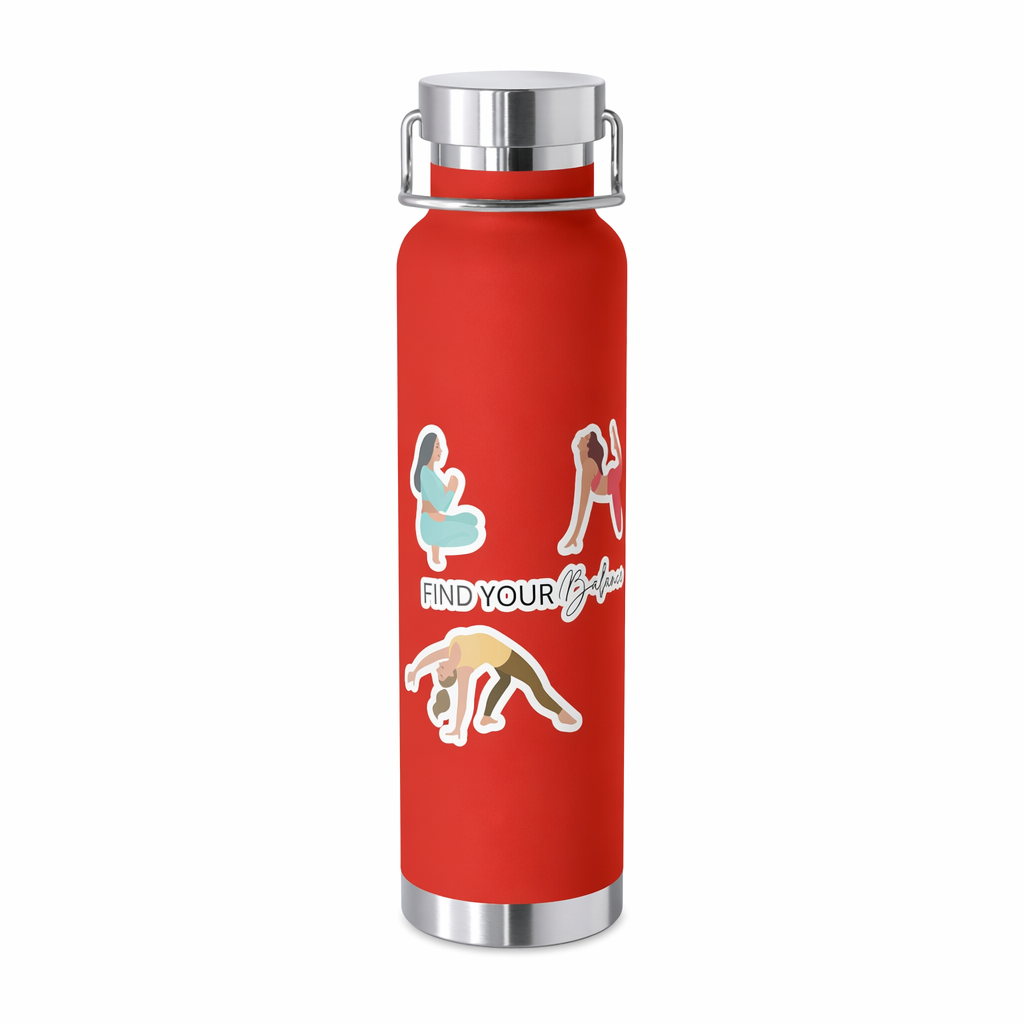 Discover Equilibrium: 22oz Thermos Bottle for Yoga Poses Red