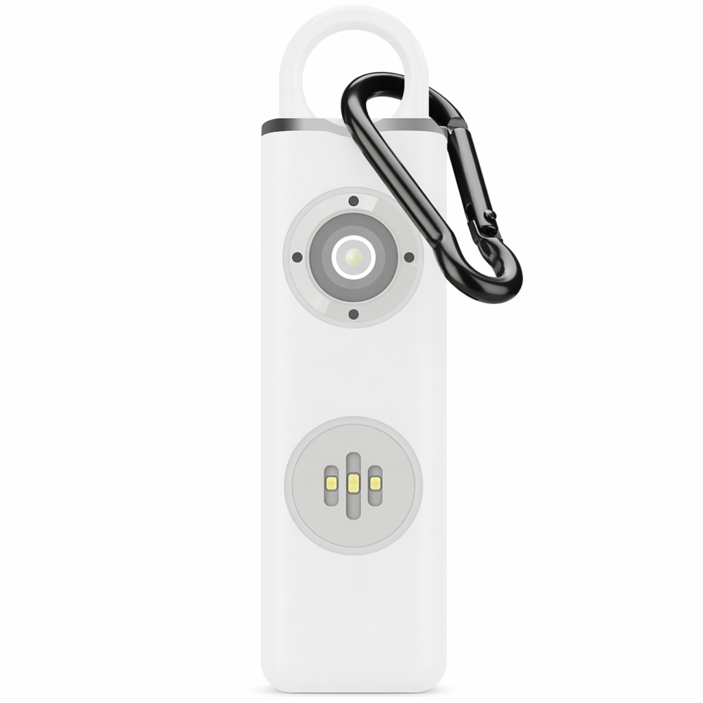 Siren Safety Alarm with Integrated LED Light for Personal Use White