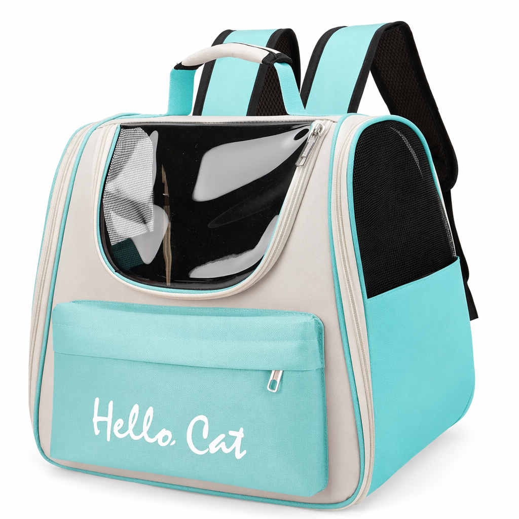 Vibrant Ventilated Feline Backpack for Exploring Teal