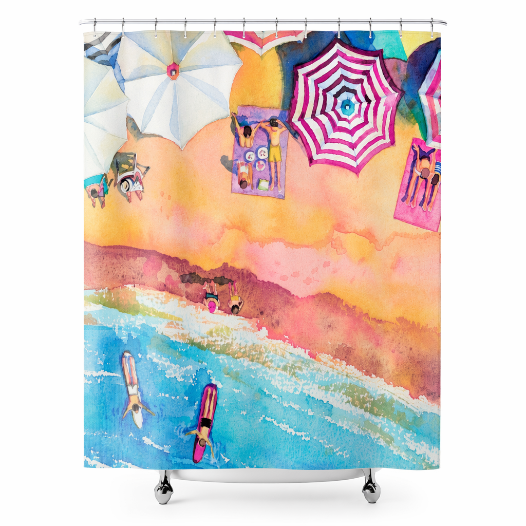 Vibrant Beach Day Shower Curtains for Home Decoration Default