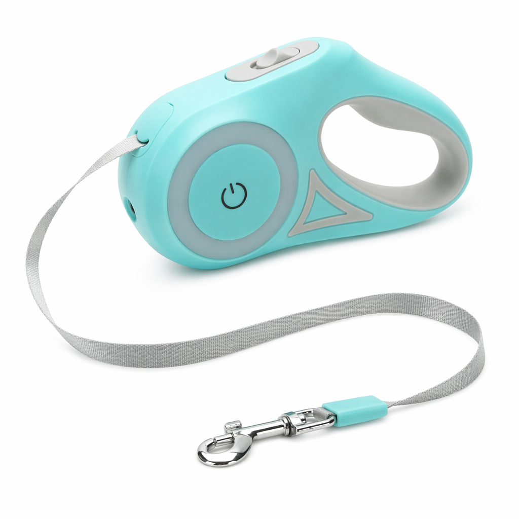 Retractable Illuminating Dog Leash Green