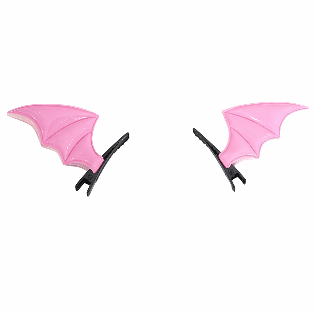 Bat Shaped Hair Clips - Plastic Pink