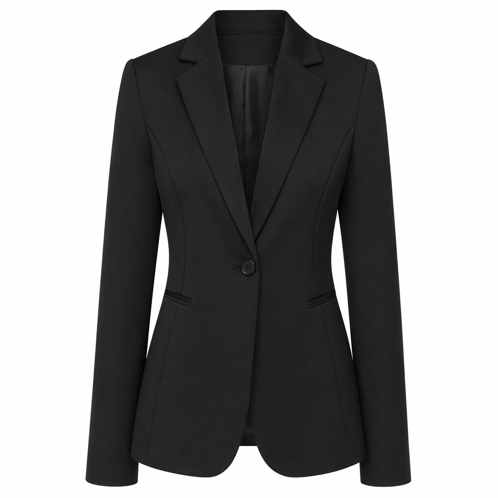 Slim Fit One-Button Women's Professional Attire Black