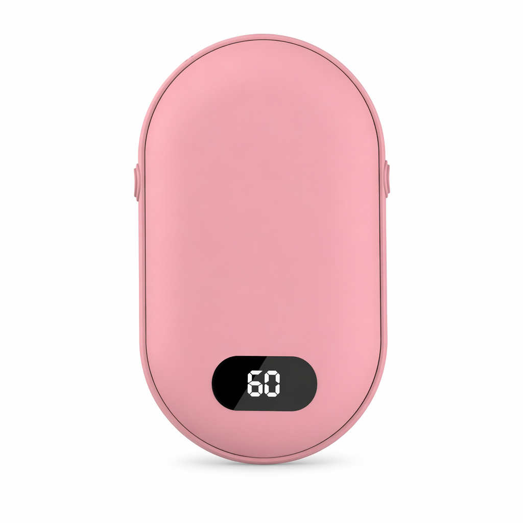 Double Sided Hand Warmer with Rechargeable Battery and Two Speeds Pink