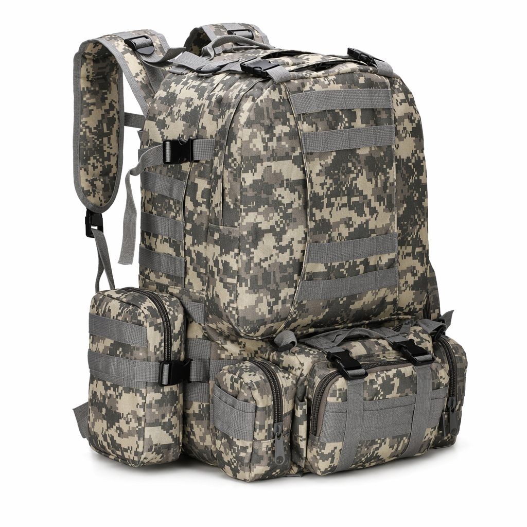Outdoor Military Backpack - 50L, Resistant to Water ACU