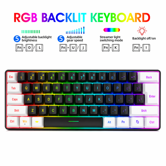 Compact Wired RGB Gaming Keyboard with Floating Keycaps Black